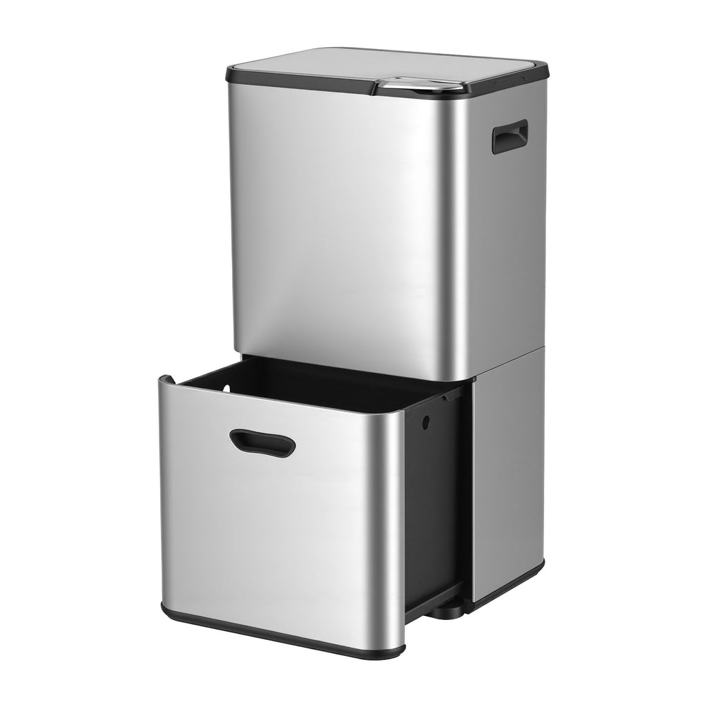 Cefito 63L Three-Compartment Bin – Stainless Steel