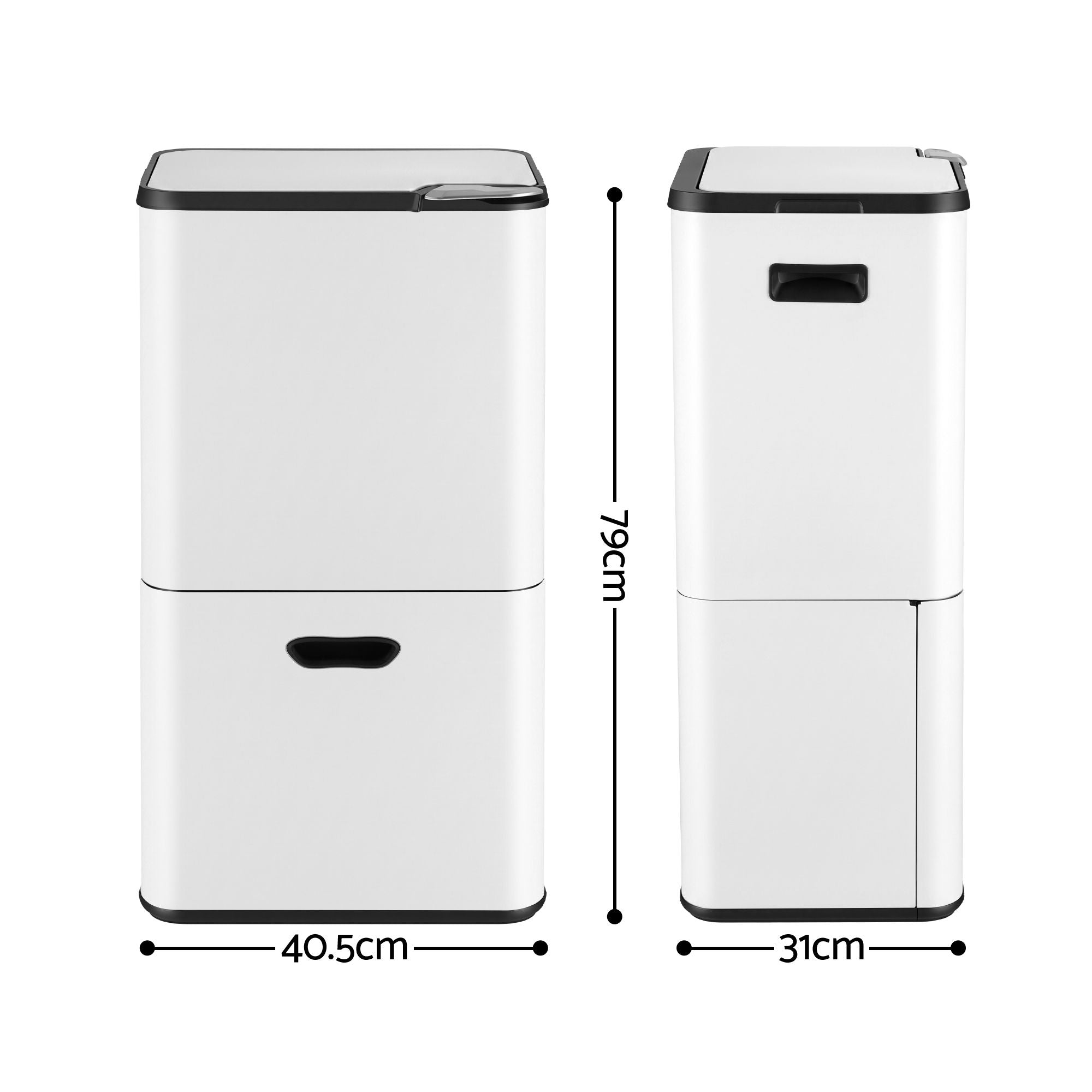 Cefito 63L Three-Compartment Bin – White