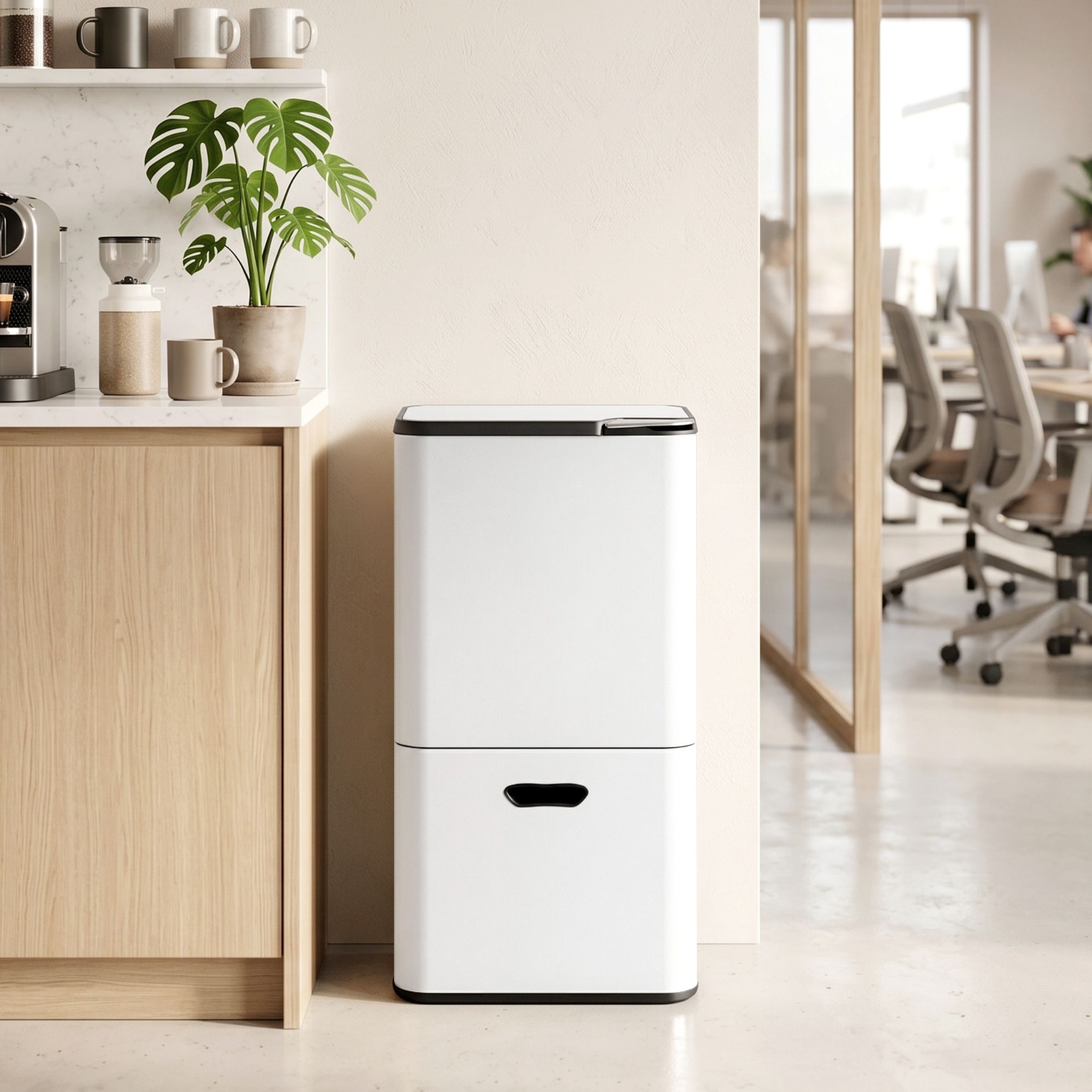 Cefito 63L Three-Compartment Bin – White