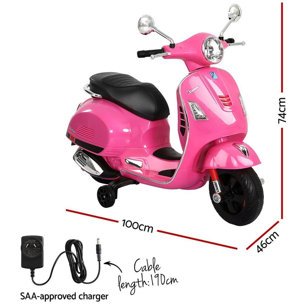 Kids Electric Ride On Car Motorcycle Motorbike Vespa Licensed GTS Pink