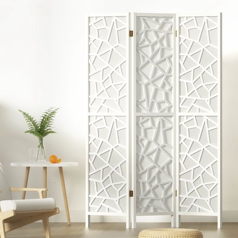 3-Panel Room Divider – 122x170cm, Clover White | Artiss