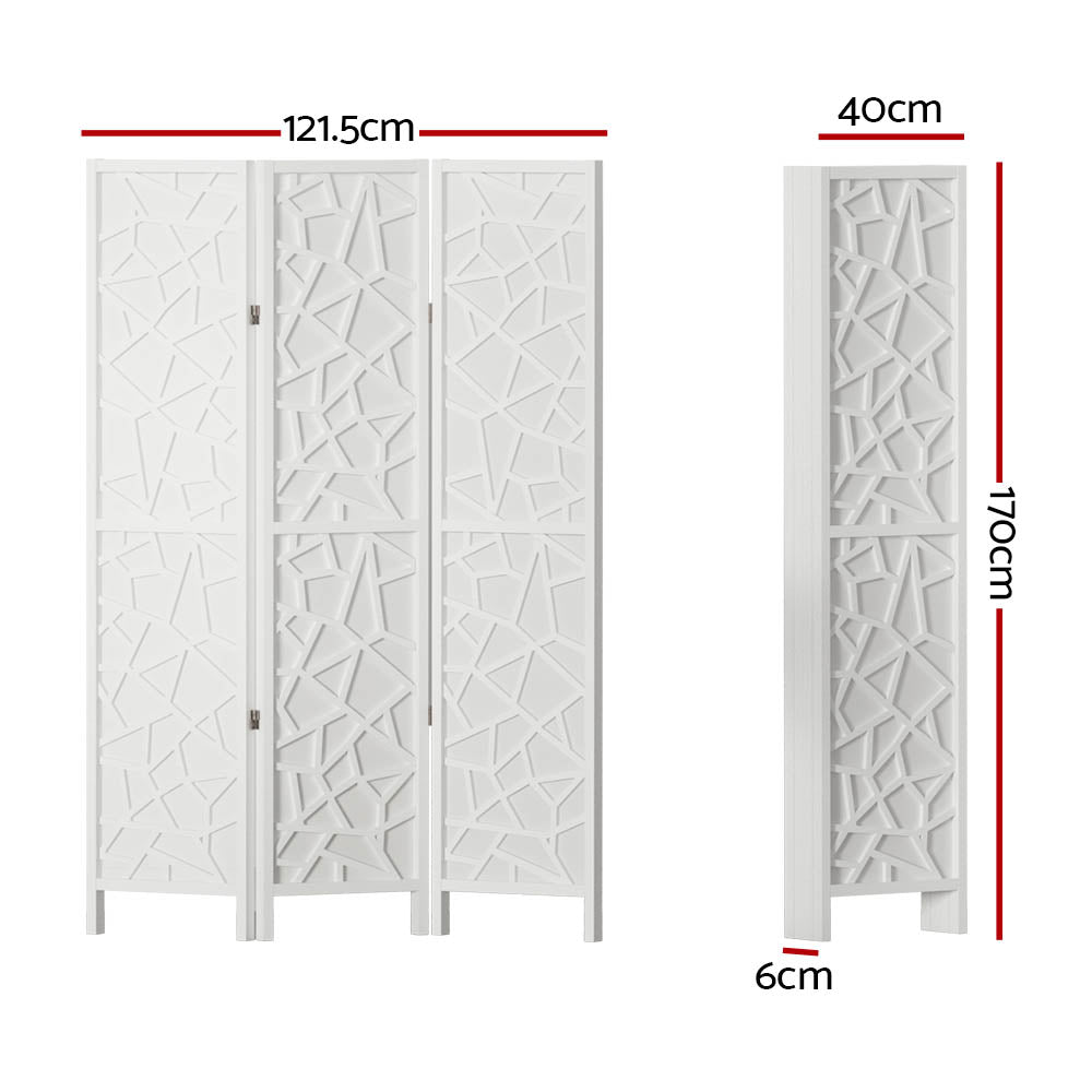 3-Panel Room Divider – 122x170cm, Clover White | Artiss