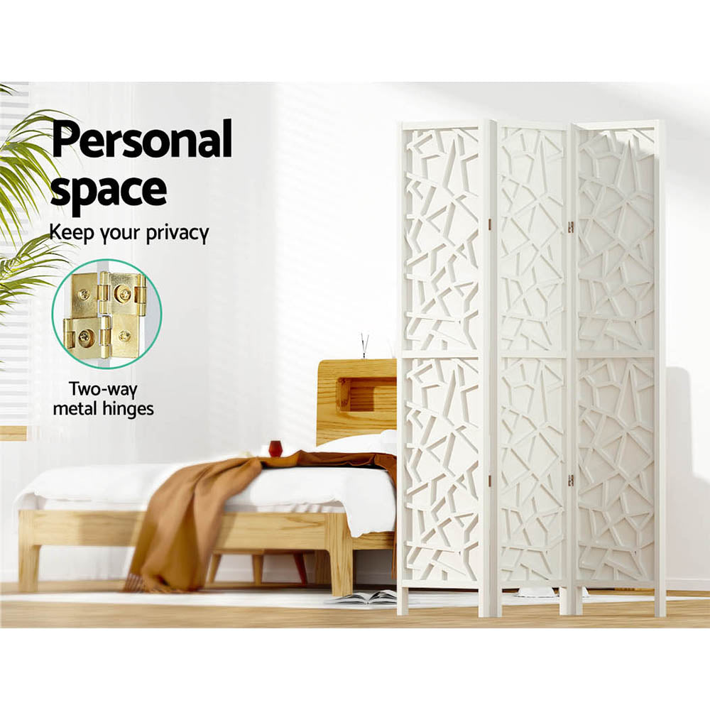 3-Panel Room Divider – 122x170cm, Clover White | Artiss