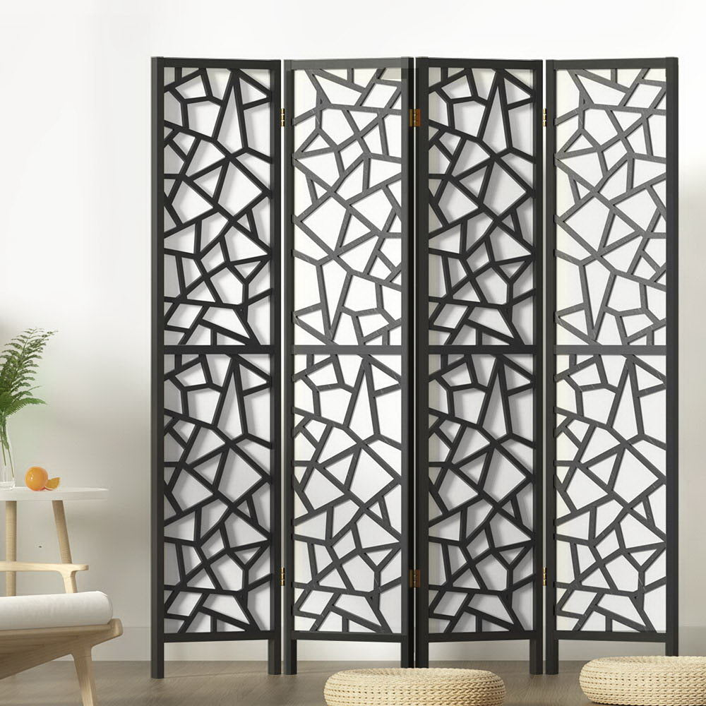 4-Panel Room Divider – 162x170cm, Clover Black | Artiss