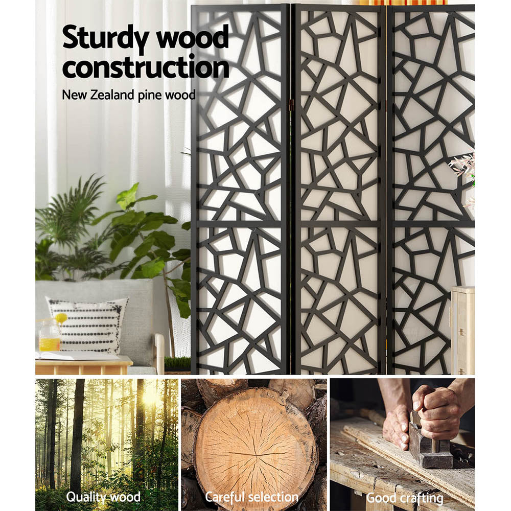 4-Panel Room Divider – 162x170cm, Clover Black | Artiss