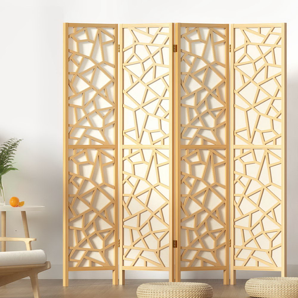 4-Panel Room Divider – 162x170cm, Clover Natural | Artiss