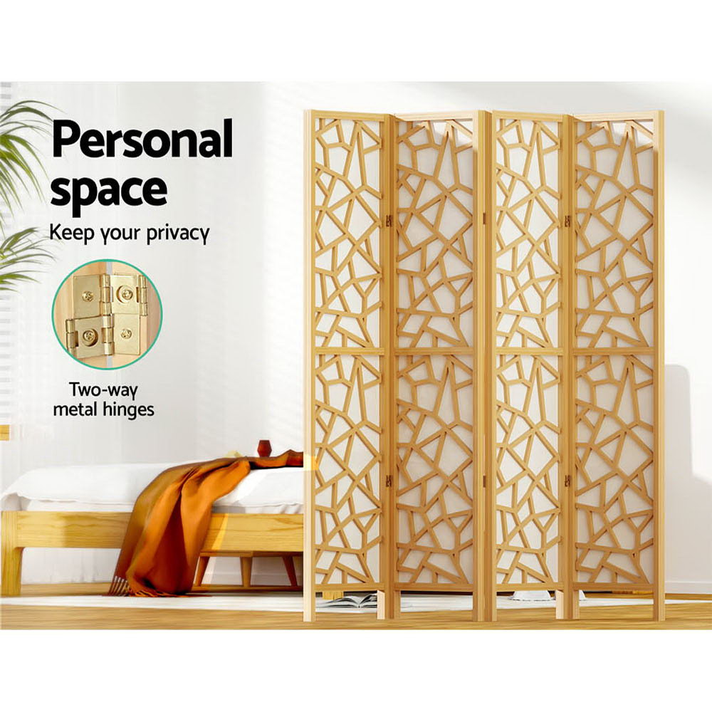4-Panel Room Divider – 162x170cm, Clover Natural | Artiss