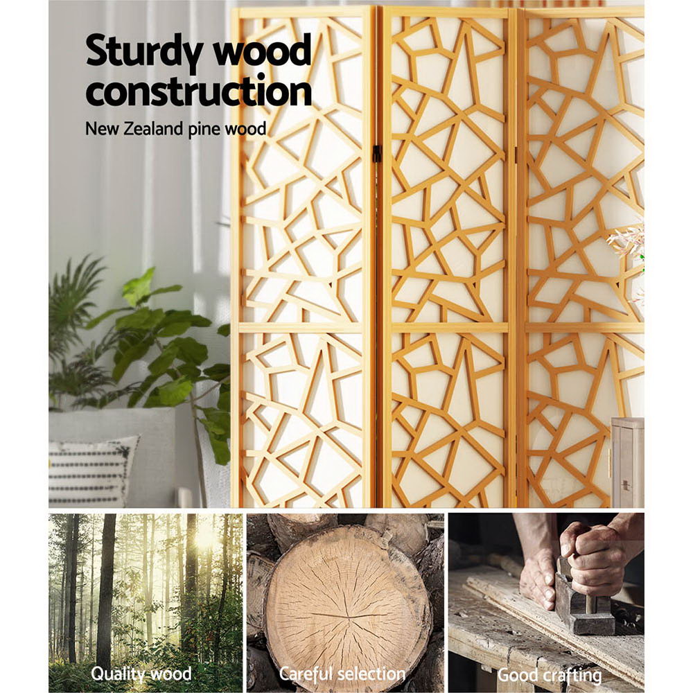 4-Panel Room Divider – 162x170cm, Clover Natural | Artiss