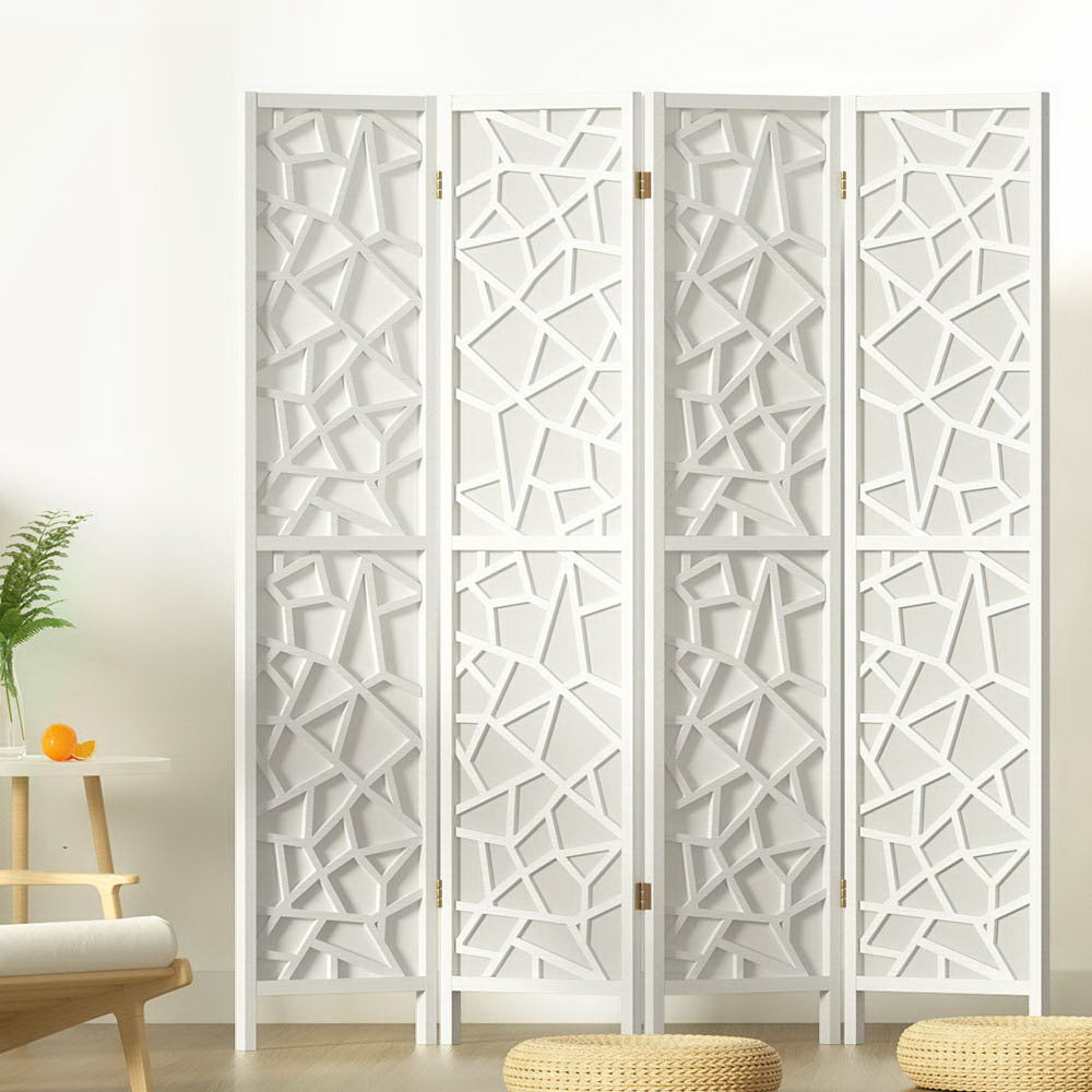 4-Panel Room Divider – 162x170cm, Clover White | Artiss