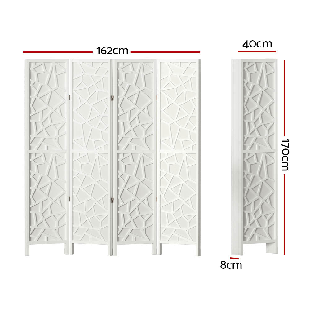 4-Panel Room Divider – 162x170cm, Clover White | Artiss