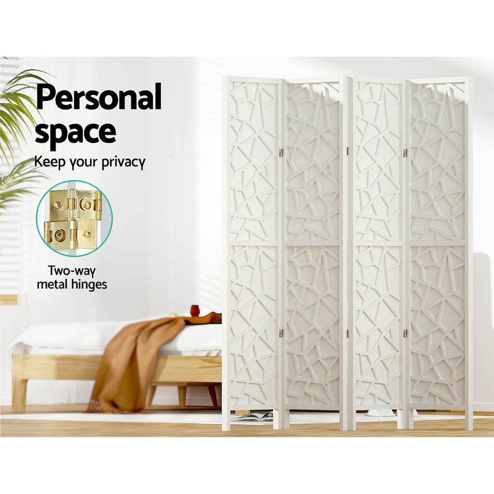 4-Panel Room Divider – 162x170cm, Clover White | Artiss