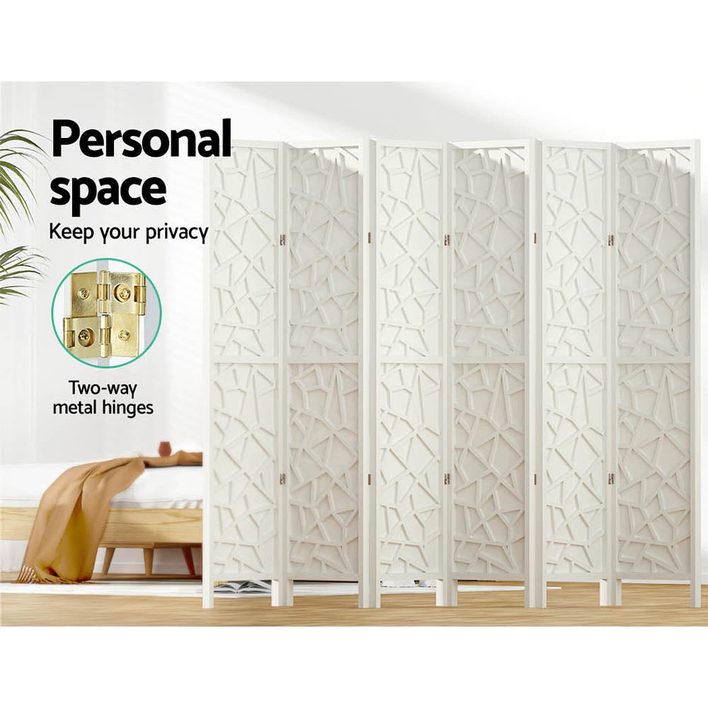 6-Panel Room Divider – 244x170cm, Clover White | Artiss