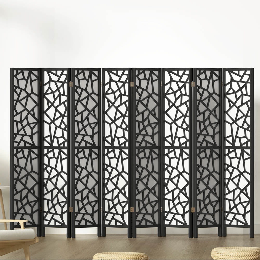 8-Panel Room Divider – 325x170cm, Clover Black | Artiss