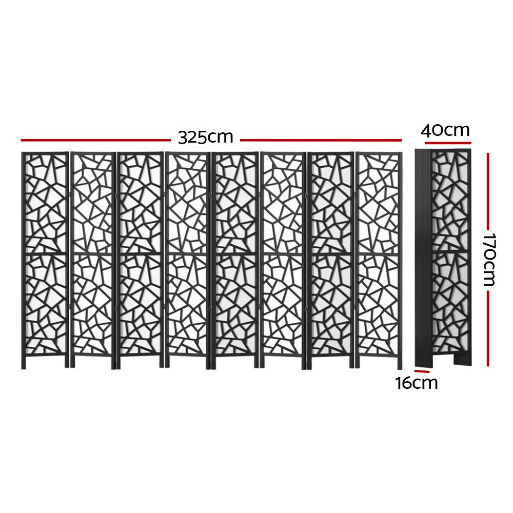 8-Panel Room Divider – 325x170cm, Clover Black | Artiss
