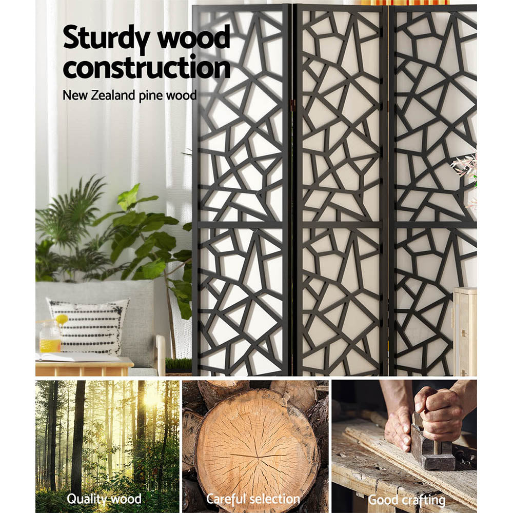 8-Panel Room Divider – 325x170cm, Clover Black | Artiss
