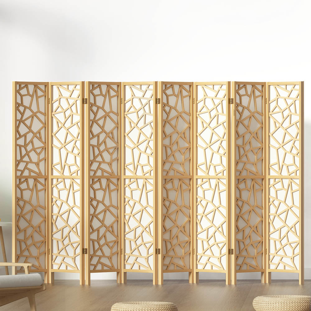 8-Panel Room Divider – 325x170cm, Clover Natural | Artiss