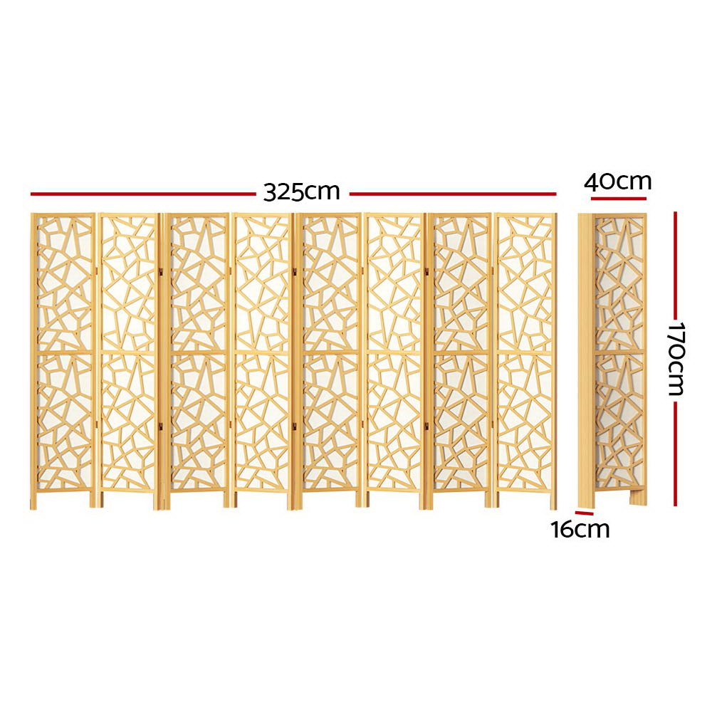 8-Panel Room Divider – 325x170cm, Clover Natural | Artiss