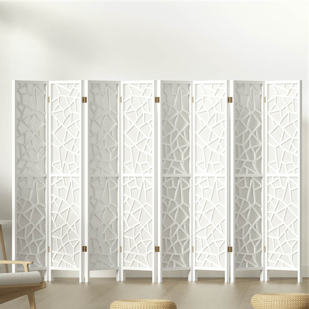 8-Panel Room Divider – 325x170cm, Clover White | Artiss