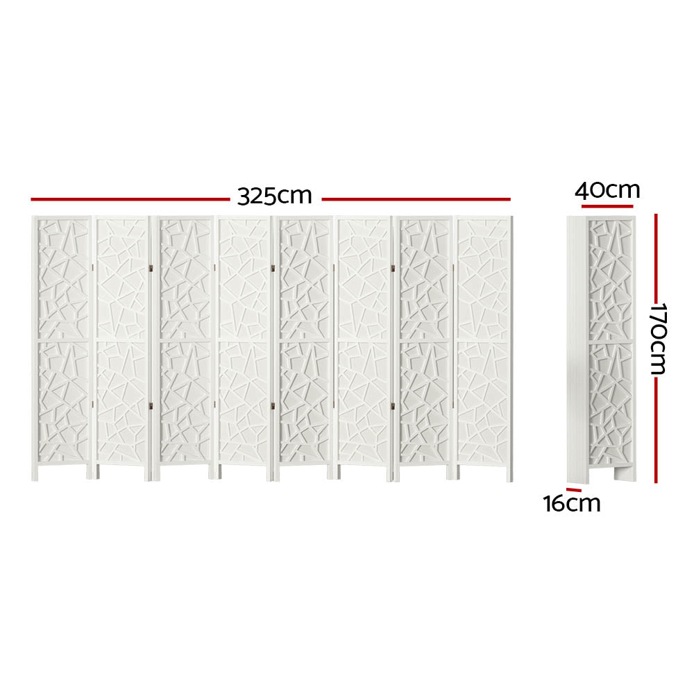 8-Panel Room Divider – 325x170cm, Clover White | Artiss