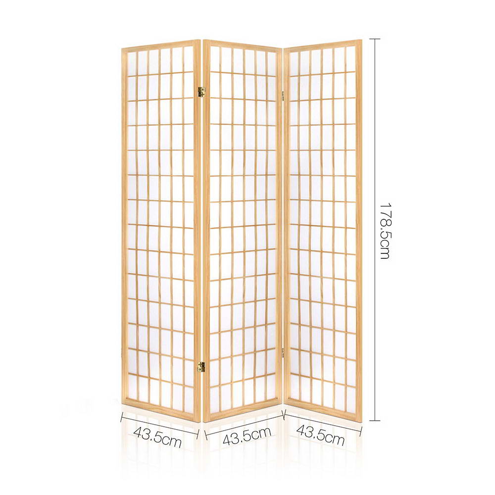 3-Panel Room Divider – 131x179cm, Natural | Artiss