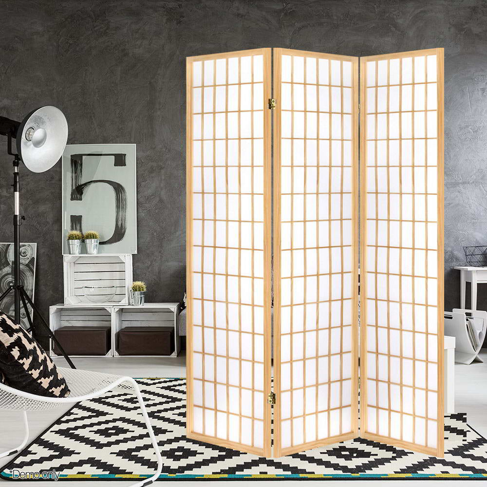 3-Panel Room Divider – 131x179cm, Natural | Artiss