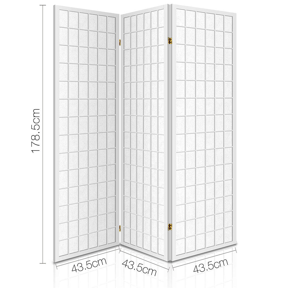 3-Panel Room Divider – 131x179cm, White | Artiss