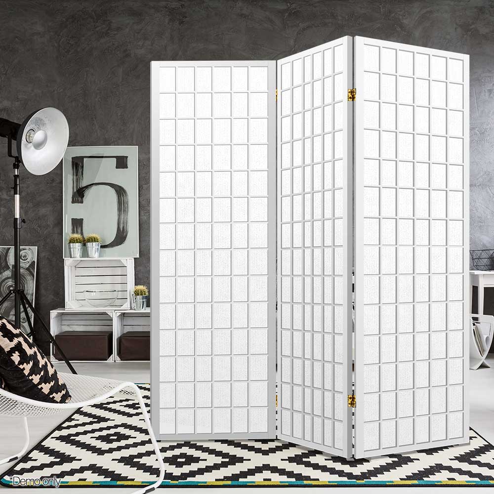 3-Panel Room Divider – 131x179cm, White | Artiss
