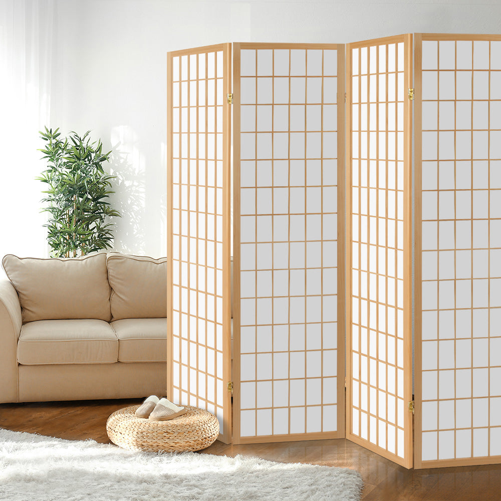 4-Panel Room Divider – 174x179cm, Natural | Artiss