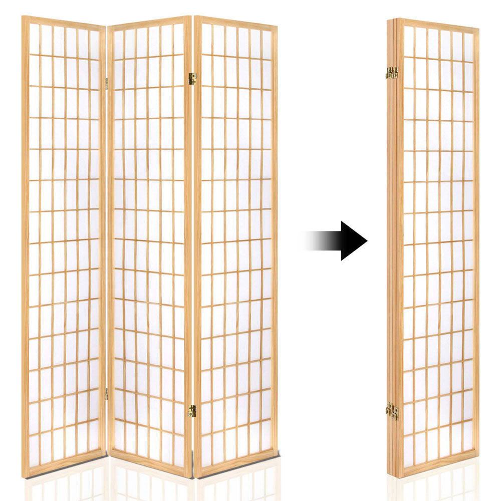 4-Panel Room Divider – 174x179cm, Natural | Artiss