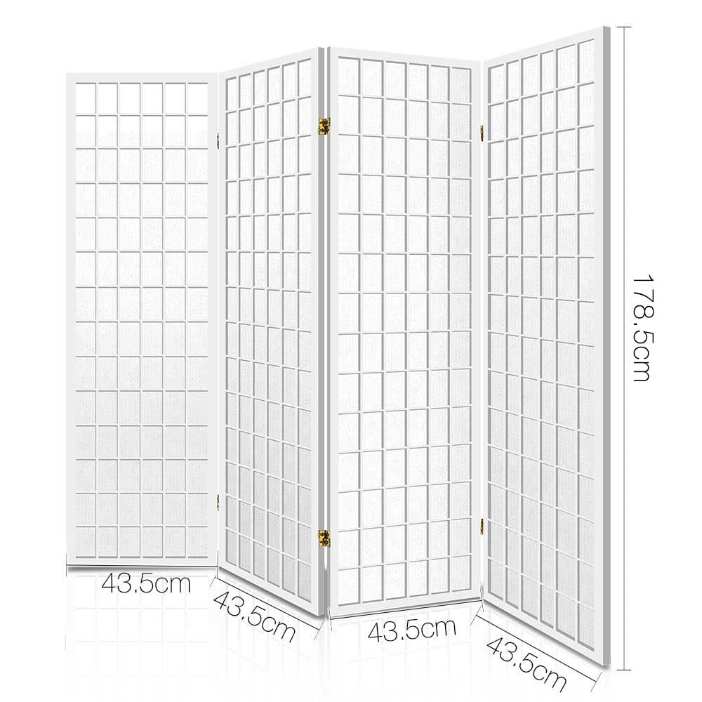4-Panel Room Divider – 174x179cm, White | Artiss