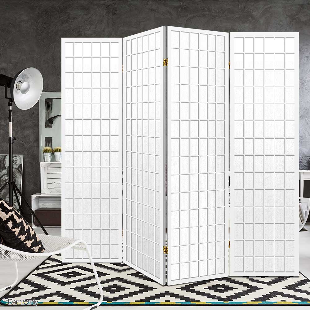 4-Panel Room Divider – 174x179cm, White | Artiss