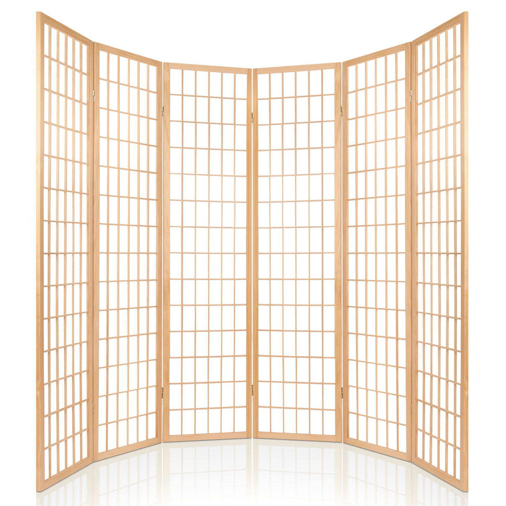 6-Panel Room Divider – 261x179cm, Natural | Artiss