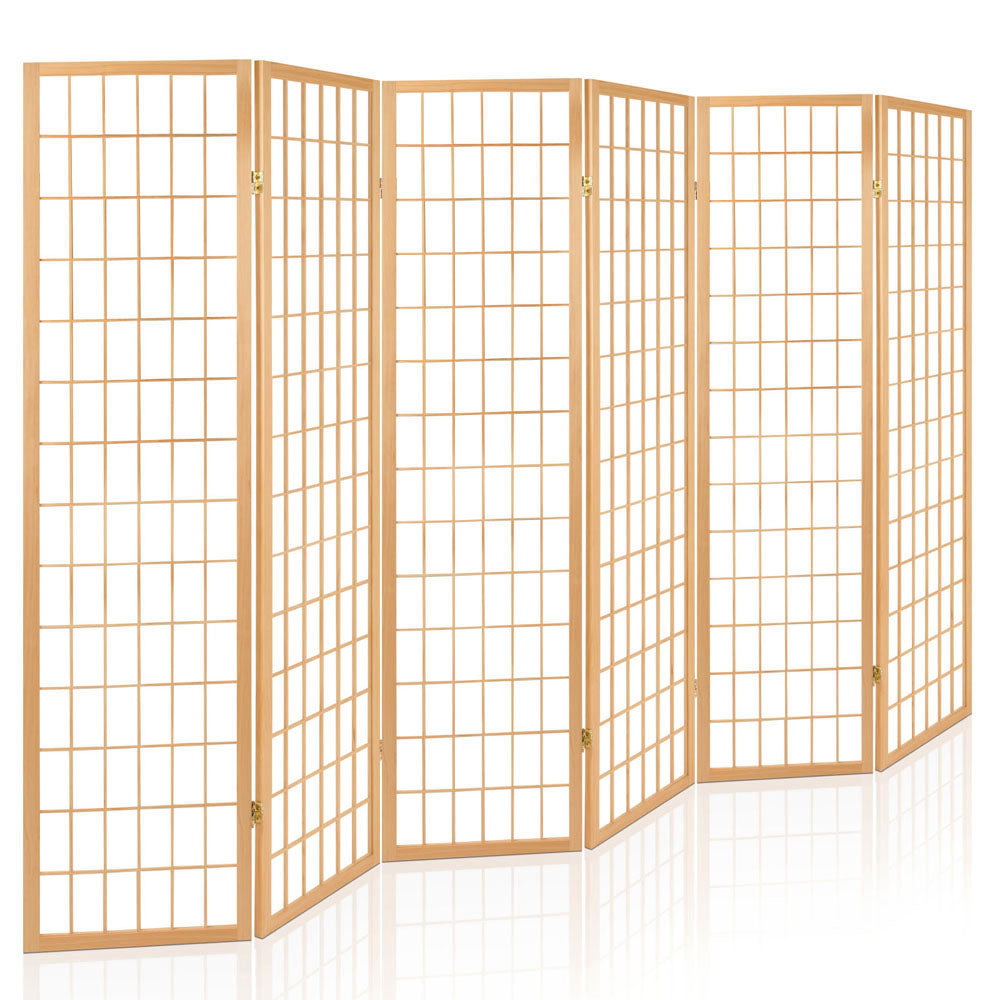 6-Panel Room Divider – 261x179cm, Natural | Artiss