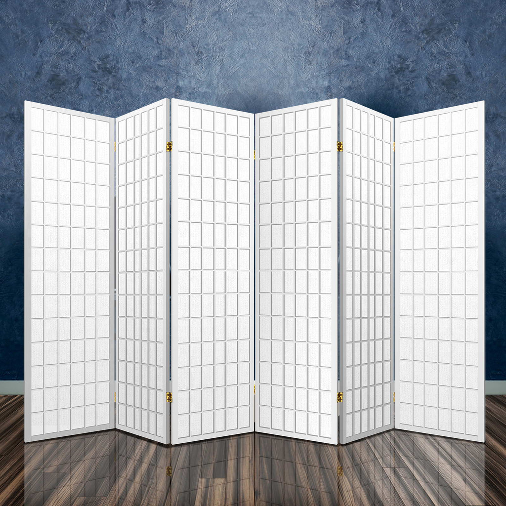 6-Panel Room Divider – 261x179cm, White | Artiss