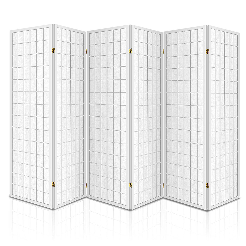 6-Panel Room Divider – 261x179cm, White | Artiss