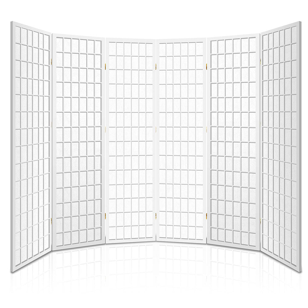 6-Panel Room Divider – 261x179cm, White | Artiss