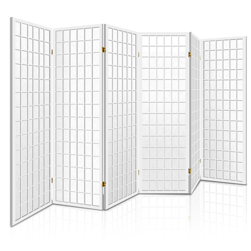 6-Panel Room Divider – 261x179cm, White | Artiss