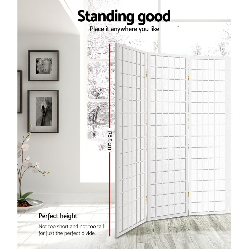 8-Panel Room Divider – 348x179cm, White | Artiss