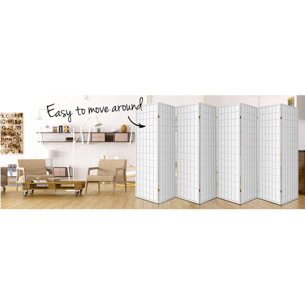 8-Panel Room Divider – 348x179cm, White | Artiss