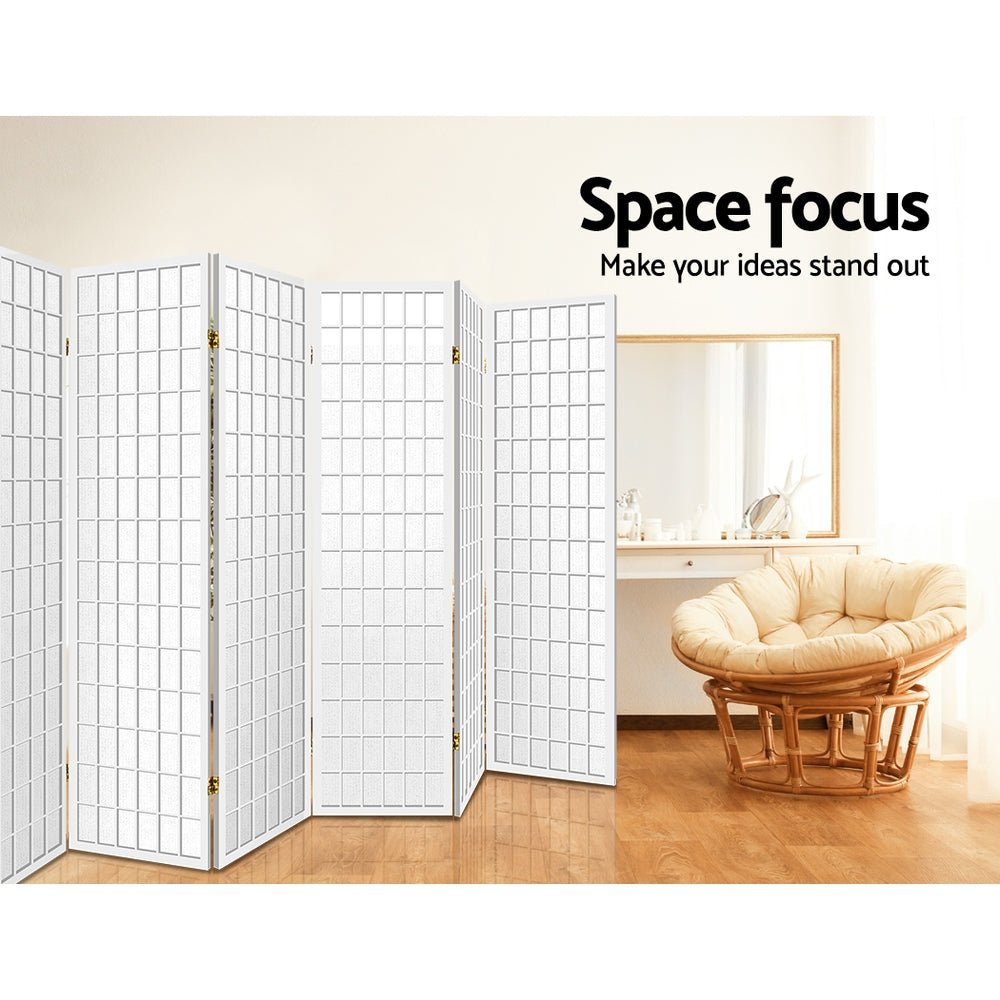 8-Panel Room Divider – 348x179cm, White | Artiss