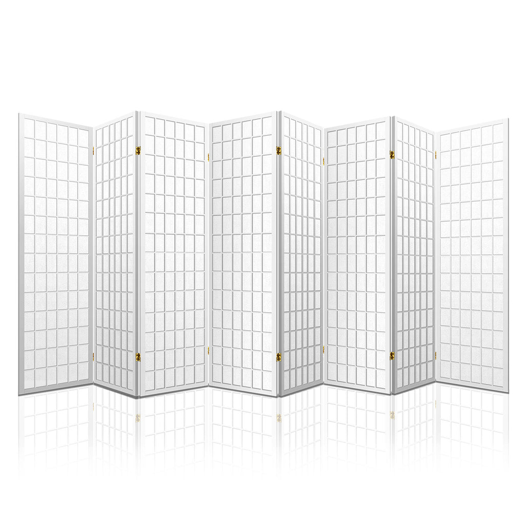 8-Panel Room Divider – 348x179cm, White | Artiss