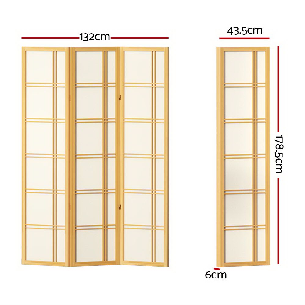 3-Panel Room Divider – 132x179cm, Nova Natural | Artiss