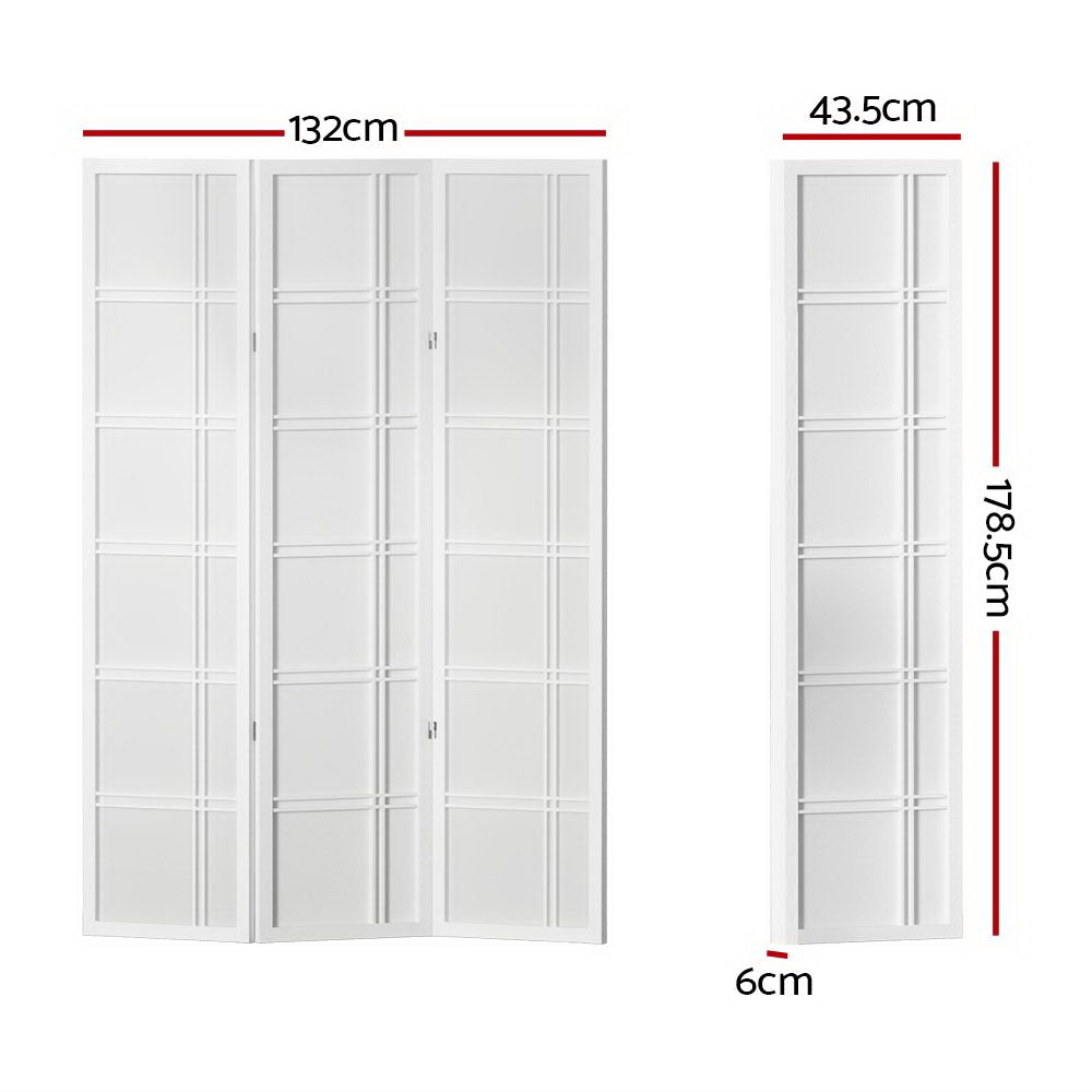 3-Panel Room Divider – 132x179cm, Nova White | Artiss