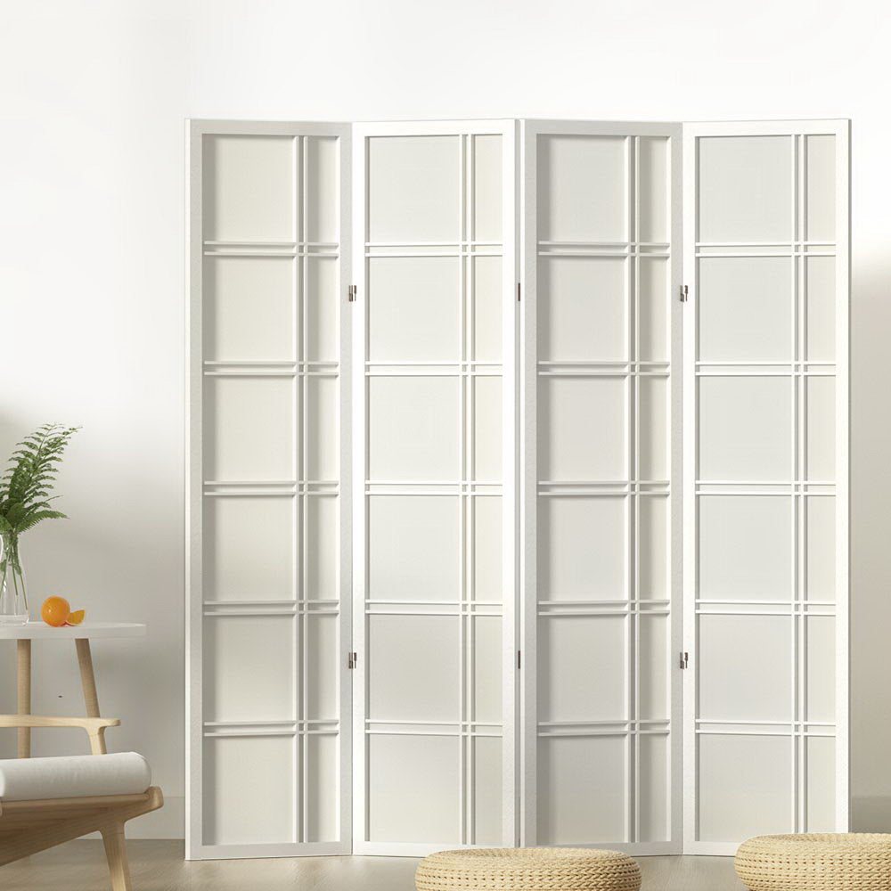 4-Panel Room Divider – 176x179cm, Nova White | Artiss