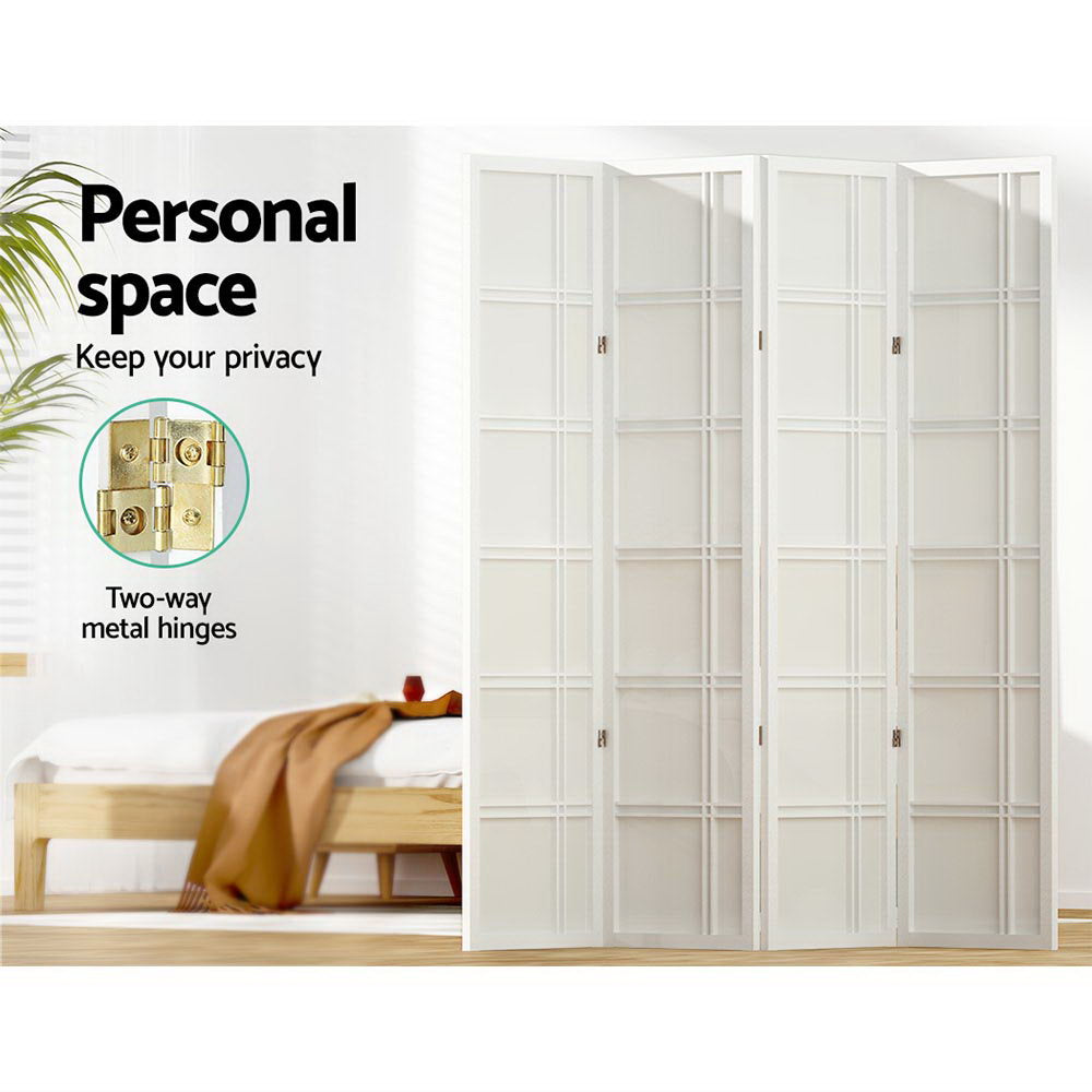 4-Panel Room Divider – 176x179cm, Nova White | Artiss