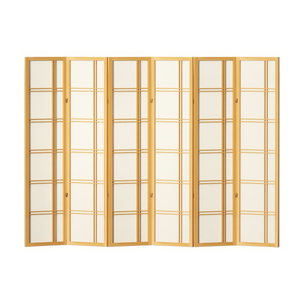 6-Panel Room Divider – 265x179cm, Nova Natural | Artiss