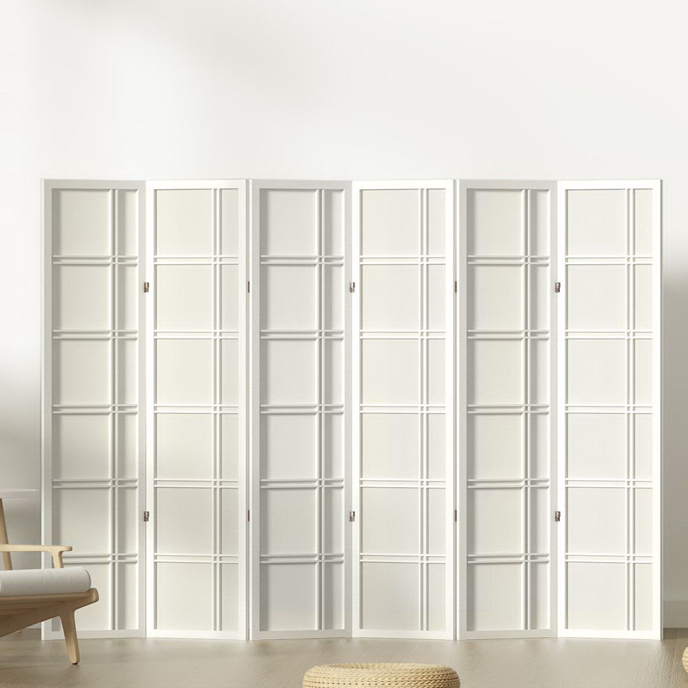 6-Panel Room Divider – 265x179cm, Nova White | Artiss