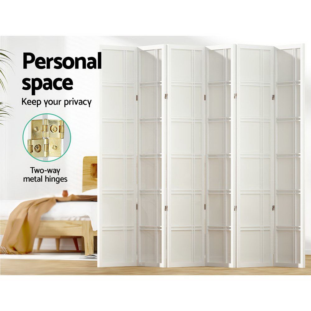 6-Panel Room Divider – 265x179cm, Nova White | Artiss