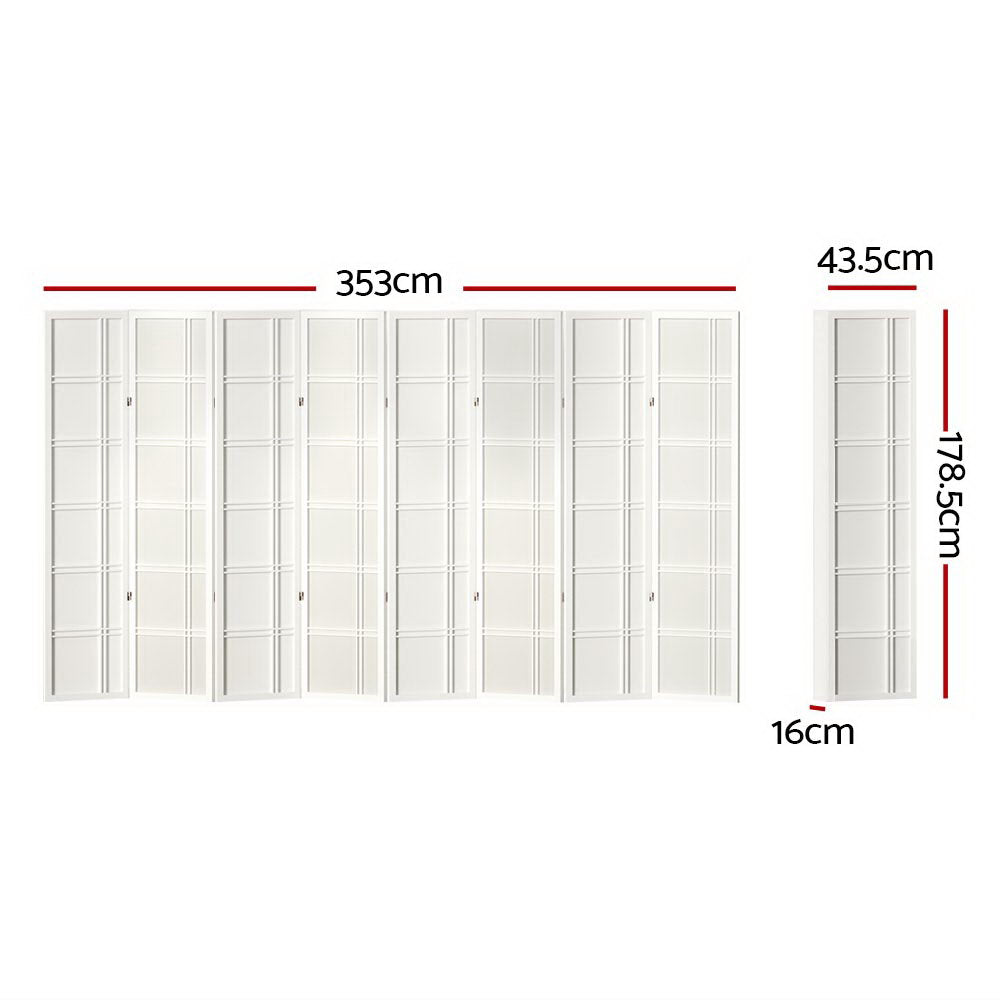 8-Panel Room Divider – 353x179cm, Nova White | Artiss