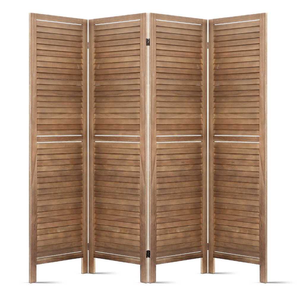 4-Panel Room Divider – 160x170cm, Louver Oak | Artiss